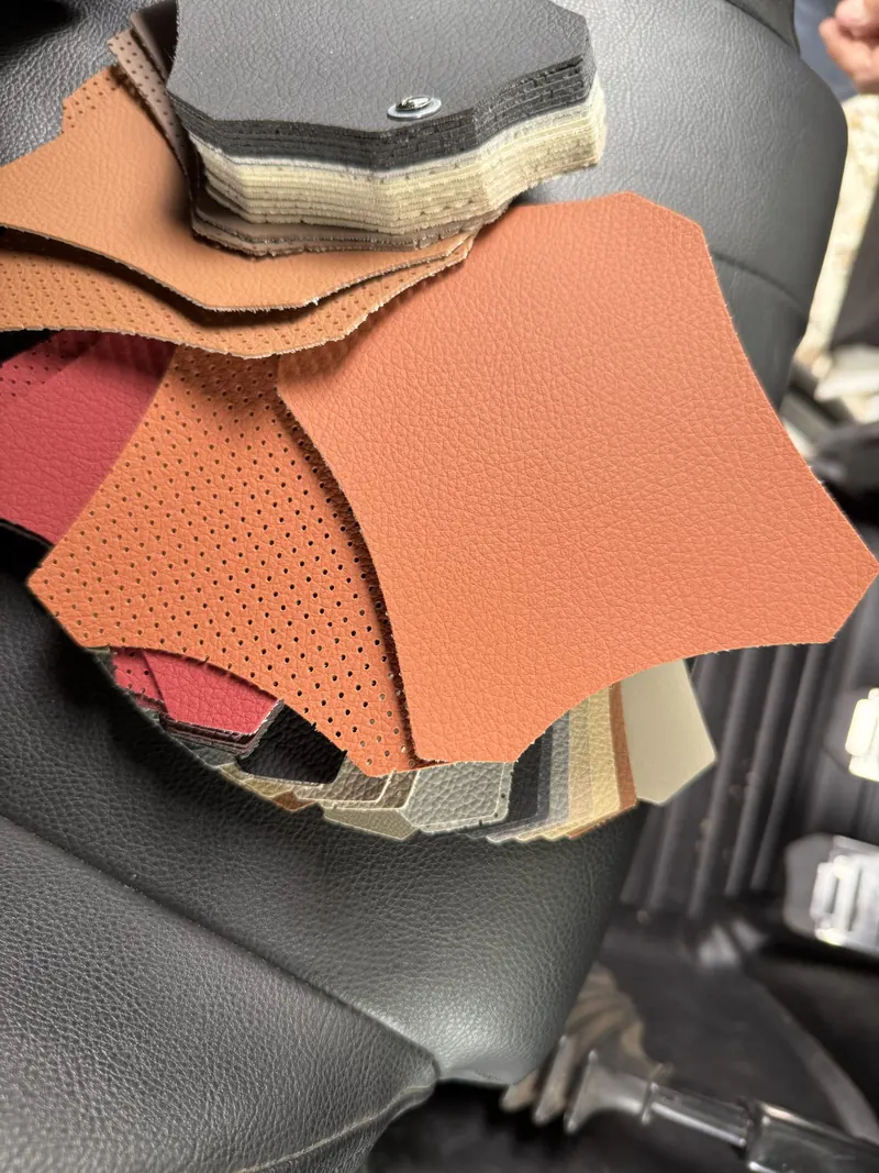 Leather samples chosen for the trim