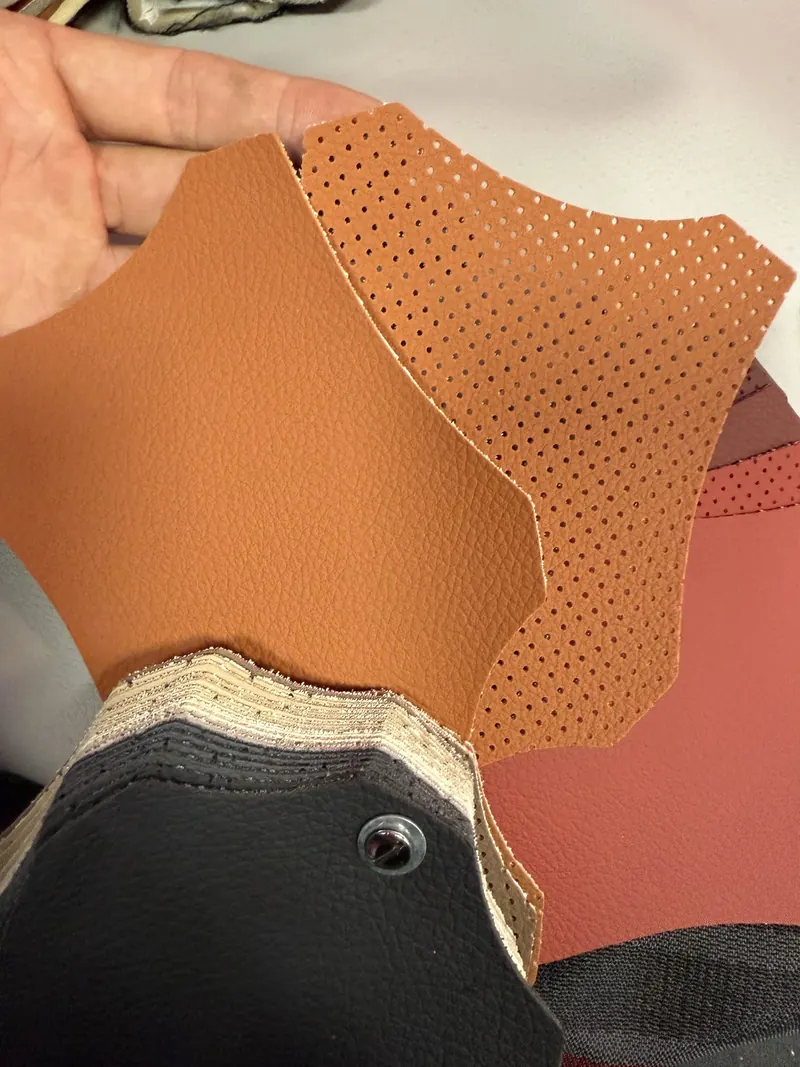 Perforated leather sample