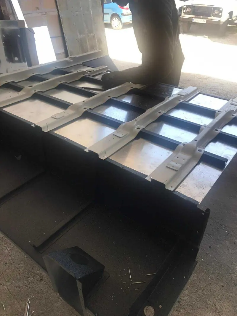 New floor frame during the rebuild